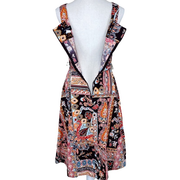 Vintage Alyn Paige Bohemian Square Neck Paisley Patchwork Print Dress Size 5/6 - Picture 3 of 4
